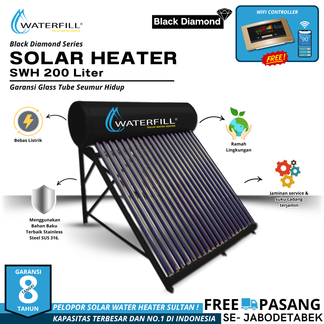 Waterfill Solarheater 200 Black Diamond